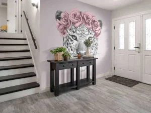 Online Luipaard met roze bloemen Dieren