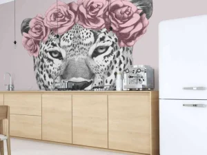 Online Luipaard met roze bloemen Dieren