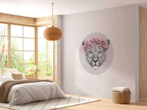Online Luipaard met roze bloemen Dieren