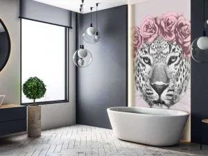 Online Luipaard met roze bloemen Dieren