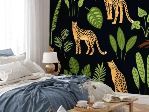 New Luipaard Patroon met bladeren fotobehang Dieren