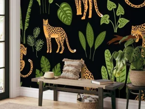 New Luipaard Patroon met bladeren fotobehang Dieren