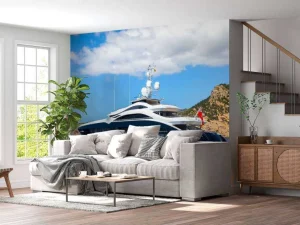 New Luxe jacht aan de kust fotobehang Tienerkamer | Transport