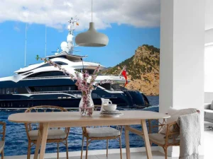 New Luxe jacht aan de kust fotobehang Tienerkamer | Transport