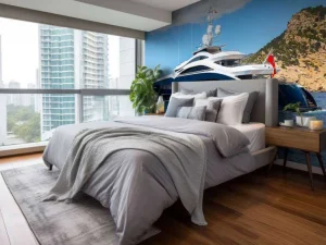New Luxe jacht aan de kust fotobehang Tienerkamer | Transport