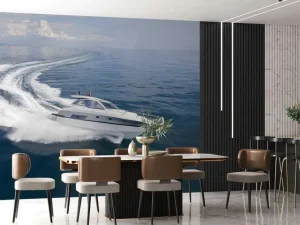 Discount Luxe speedboot op zee fotobehang Tienerkamer | Transport