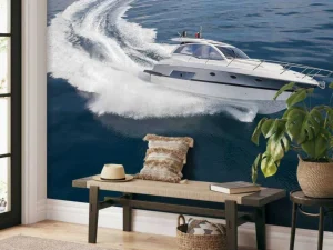 Discount Luxe speedboot op zee fotobehang Tienerkamer | Transport