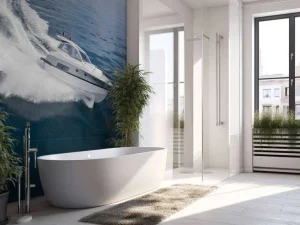 Discount Luxe speedboot op zee fotobehang Tienerkamer | Transport