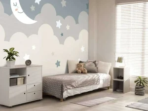 Discount Maan met sterren in de wolken fotobehang Babykamer