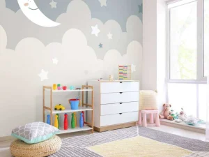 Discount Maan met sterren in de wolken fotobehang Babykamer