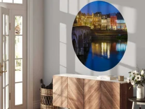 Outlet Maastricht in de avond fotobehang Architectuur