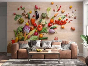 Fashion Mand met groenten en fruit fotobehang Keuken