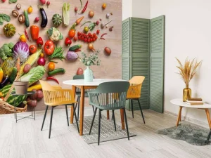 Fashion Mand met groenten en fruit fotobehang Keuken
