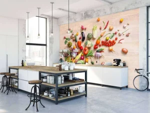 Fashion Mand met groenten en fruit fotobehang Keuken