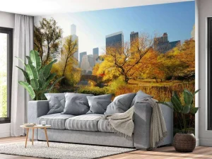 Outlet Manhattan Central Park in de herfst fotobehang Architectuur