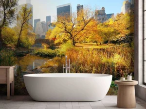 Outlet Manhattan Central Park in de herfst fotobehang Architectuur
