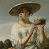 Online Meisje met een brede hoed fotobehang Kunst & Design