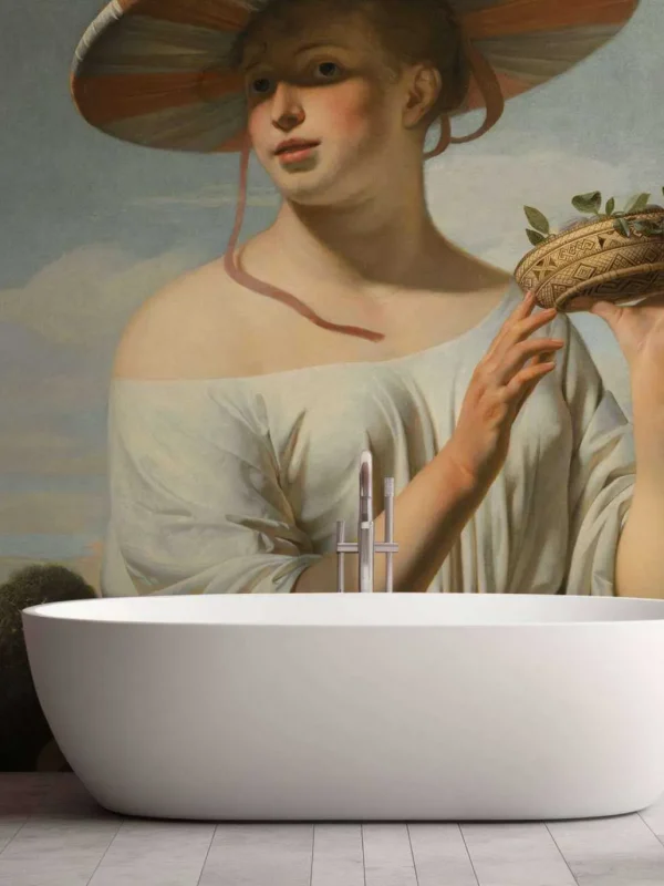 Online Meisje met een brede hoed fotobehang Kunst & Design