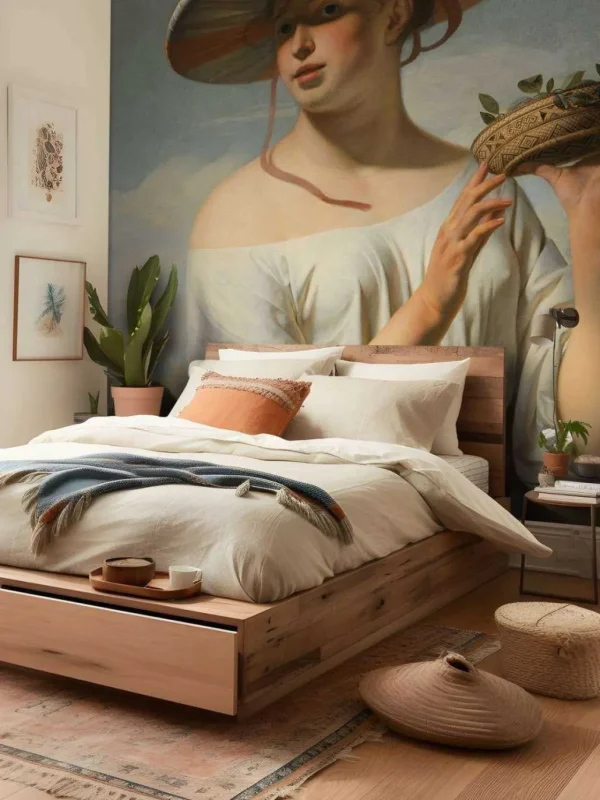 Online Meisje met een brede hoed fotobehang Kunst & Design