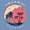 Online Miami logo met een donkerblauwe achtergrond fotobehang Tienerkamer