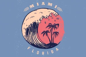 Online Miami logo met een donkerblauwe achtergrond fotobehang Tienerkamer