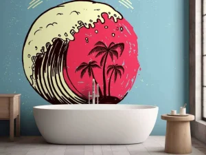 Online Miami logo met een lichtblauwe achtergrond fotobehang Tienerkamer | Hobbykamer