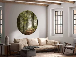 Outlet Mistig bos in de herfst fotobehang Bloemen