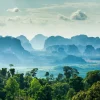 Fashion Mistig landschap in Thailand fotobehang Bloemen