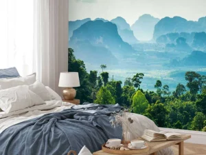 Fashion Mistig landschap in Thailand fotobehang Bloemen