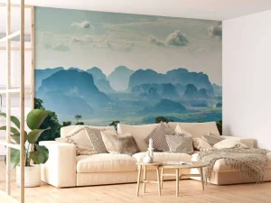 Fashion Mistig landschap in Thailand fotobehang Bloemen