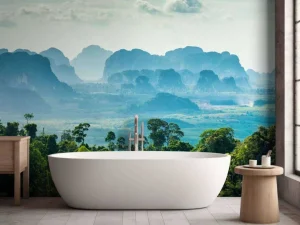 Fashion Mistig landschap in Thailand fotobehang Bloemen