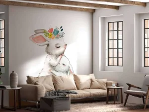 Best Moederliefde bij konijntjes fotobehang Babykamer | Dieren