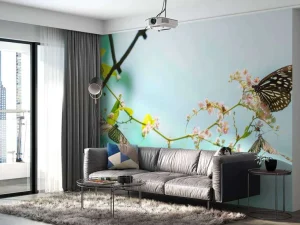 New 2 Mooie Vlinders op Bloesem fotobehang Dieren | Bloemen