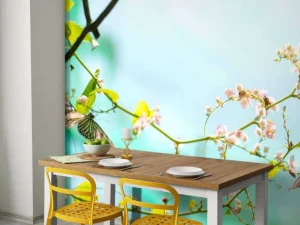 New 2 Mooie Vlinders op Bloesem fotobehang Dieren | Bloemen