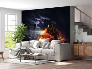 New Motor in vuur en vlam fotobehang Tienerkamer | Transport
