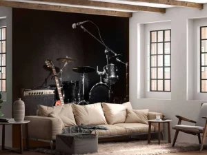 Fashion Muziekinstrumenten van een band fotobehang Tienerkamer