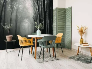 Clearance Mysterieuze Bos met Mist fotobehang Bloemen