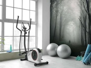 Clearance Mysterieuze Bos met Mist fotobehang Bloemen