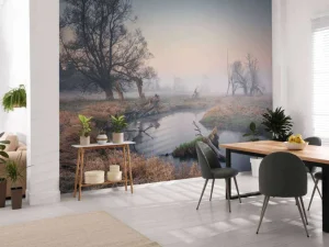 Outlet Natuurgebied in de vroege ochtend fotobehang Bloemen