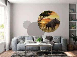 Discount Neushoorn bij zonsondergang fotobehang Tienerkamer | Dieren