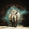 Discount Neushoorn breekt door de muur fotobehang Hobbykamer | 3d