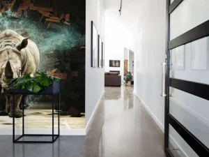 Discount Neushoorn breekt door de muur fotobehang Hobbykamer | 3d
