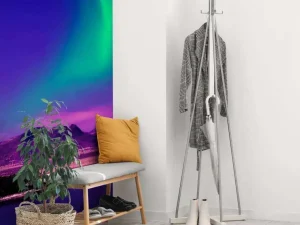 Clearance Noorderlicht met roze effect fotobehang Tienerkamer