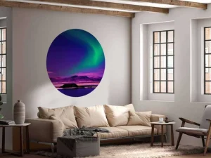 Clearance Noorderlicht met roze effect fotobehang Tienerkamer