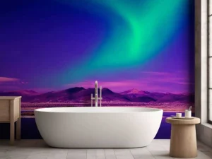 Clearance Noorderlicht met roze effect fotobehang Tienerkamer