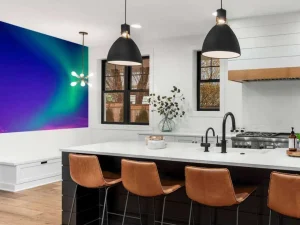 Clearance Noorderlicht met roze effect fotobehang Tienerkamer