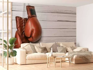 Discount Old school rode bokshandschoenen fotobehang Kinderkamer | Sport