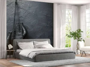 Sale Old school zwarte bokshandschoenen aan een donkere muur fotobehang Tienerkamer | Sport