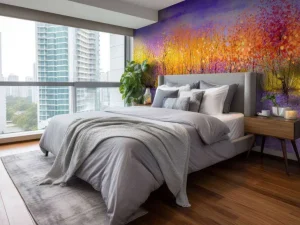 Sale Olieverfschilderij met bomen in de herfst fotobehang Bloemen