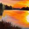 Online Olieverfschilderij van een meer fotobehang Kunst & Design